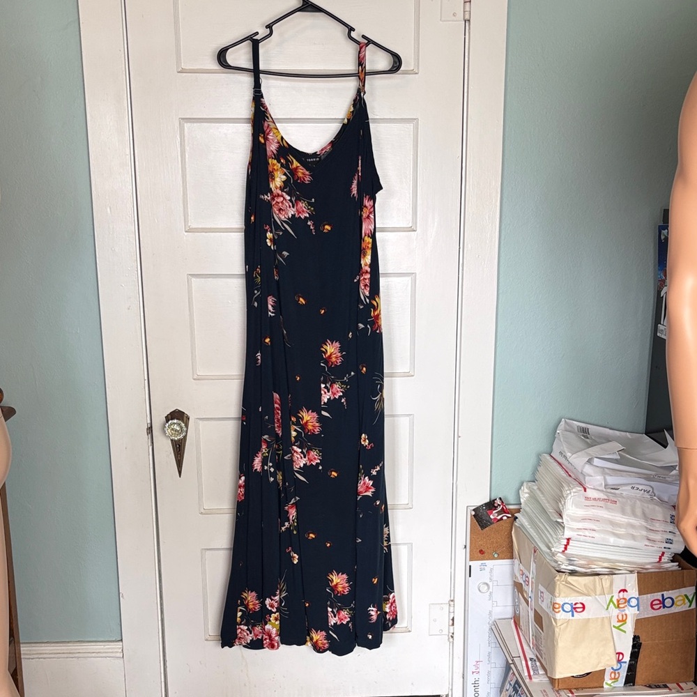 Torrid Navy Blue Floral Slip Maxi Dress Size 3